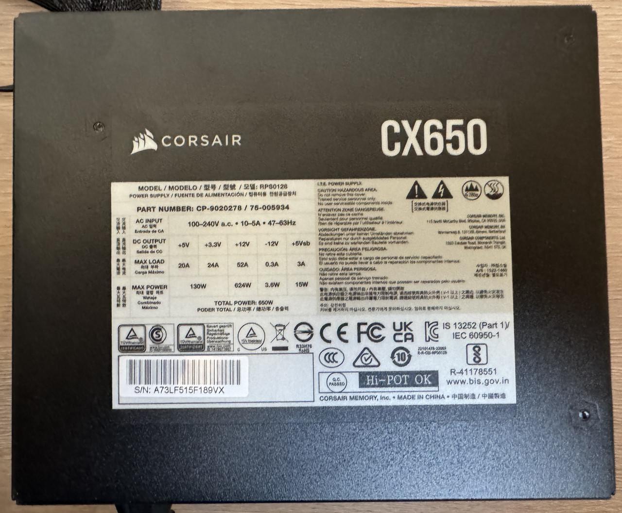 Corsair CX650 650W | 80 PLUS Bronze