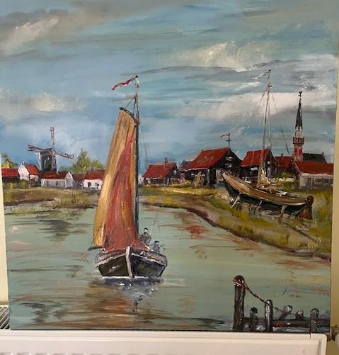 Schilderij olie verf   ---  Arm 13     van Belzen  Rotterdam