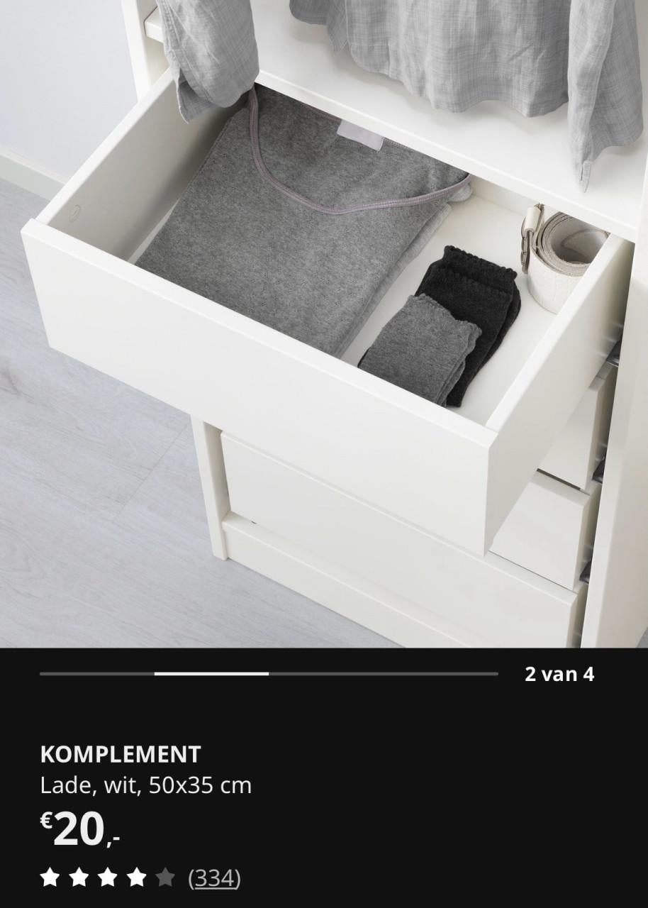 2x nieuw Ikea Komplement lades voor Pax