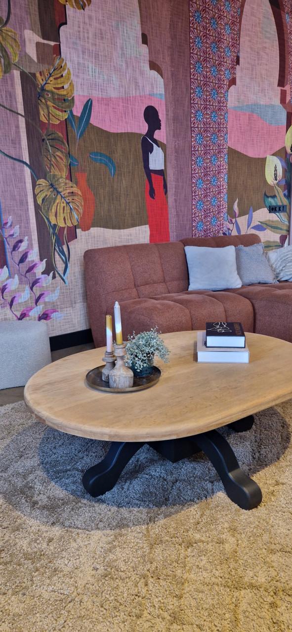 Mooie massief eiken salontafel ovaal