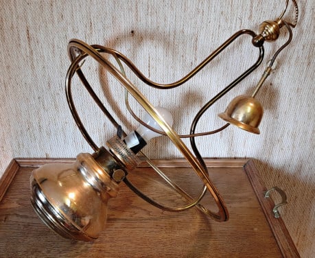 Massive koperen hanglamp zonder kap