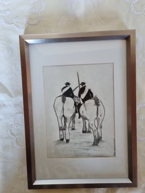 Houtskooltekening van ringrijden