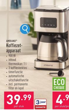 RVS Koffiezetapparaat met dubbelwandige thermoskan