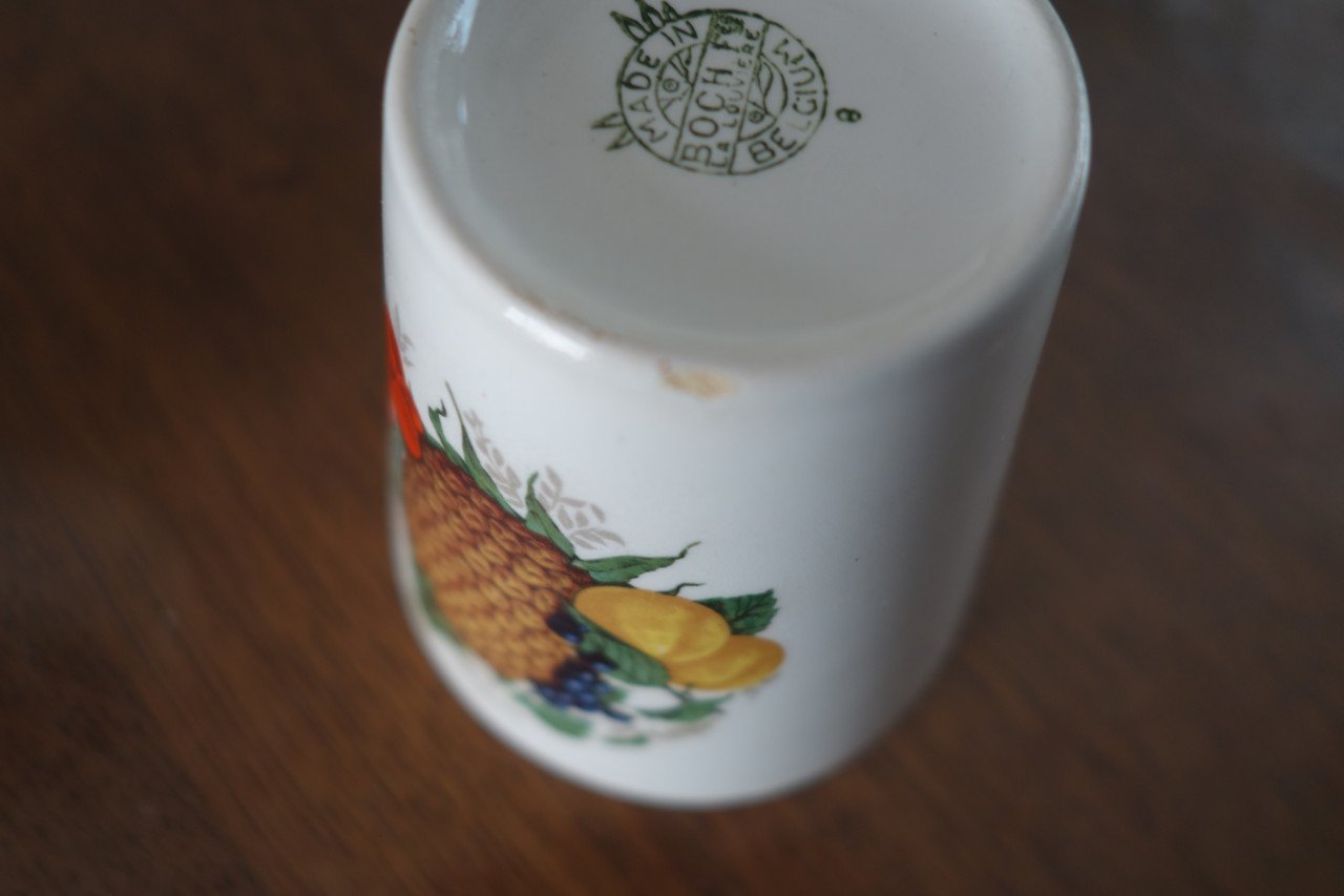 Vintage ceramique Juice kan + 6 bekers Boch Keramis La Louvière
