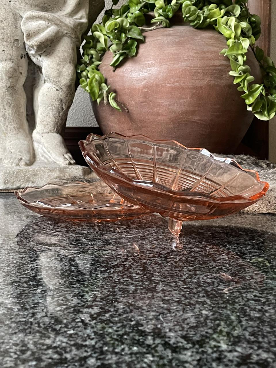 Persglazen fruitschaal met bord (set)