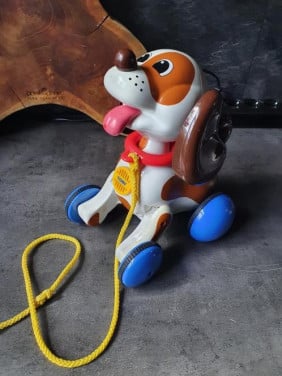 Leuk vintage fischer price : trekhondje Tommy -blaft, jaren 70