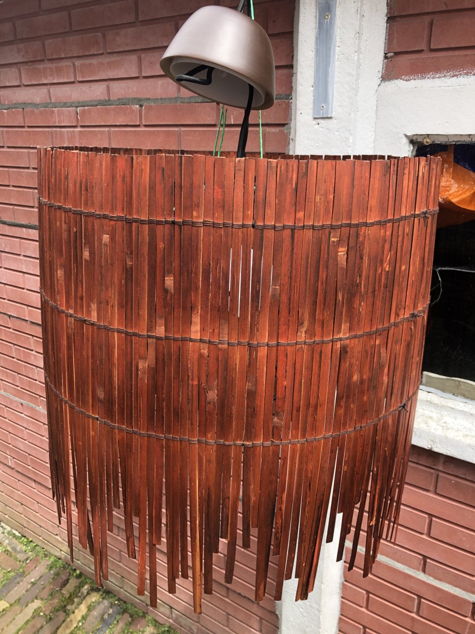 Bruine houten hanglamp!