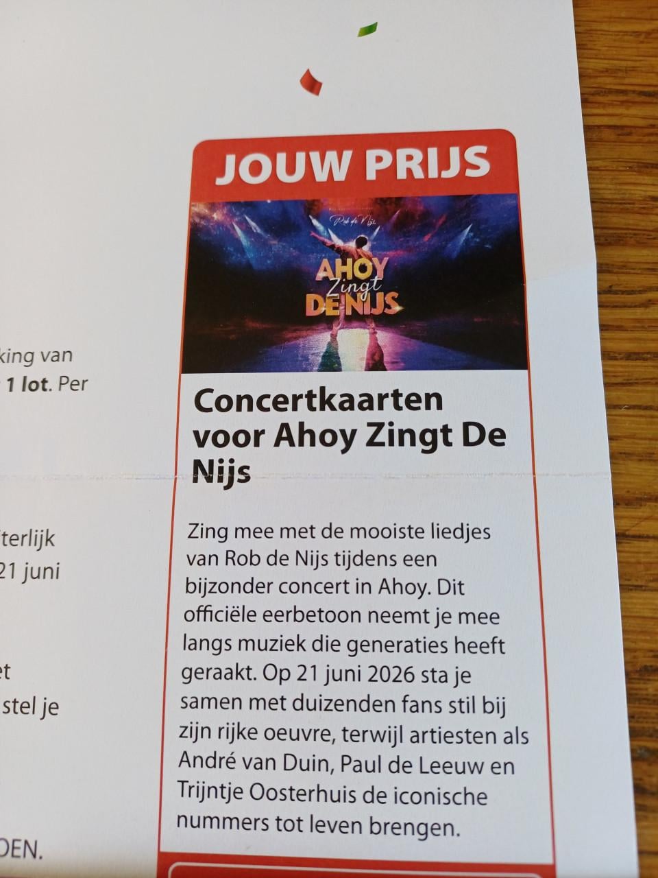 AHOY ZINGT DE NIJS 2 CONCERT KAARTJES