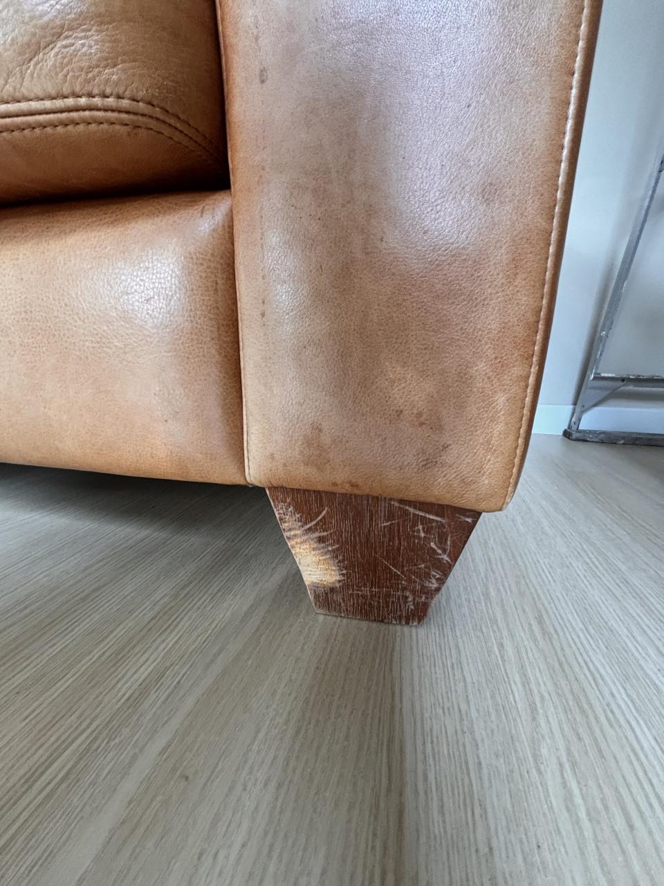 Cognac kleur leren 2,5 zitbank