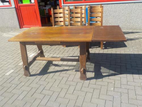 Stevige eiken verlengbare tafel 195 x 90 cm opruimprijs 15 euro