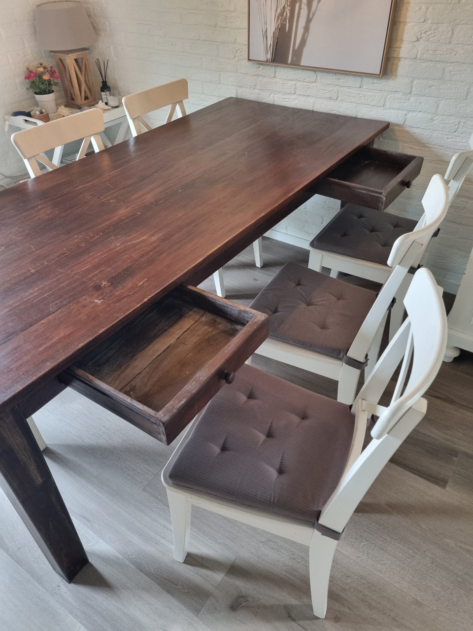 Massief houten tafel 210x90x78cm