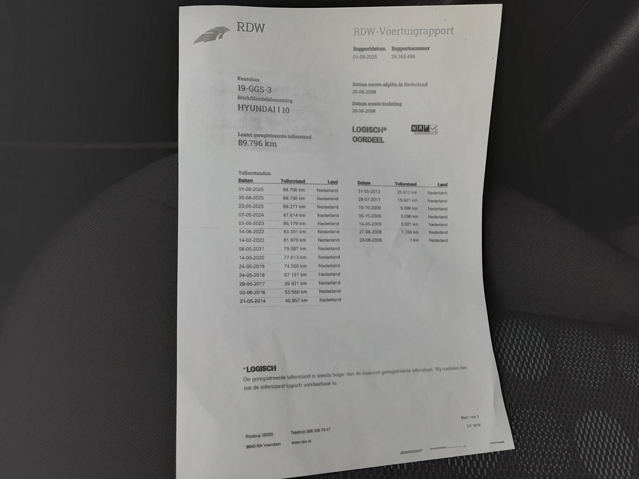 Hyundai I10 1.1 Dynamic Cool/1e eigenaar/Airco/Elek.pakket/kmst 89.809+NAP