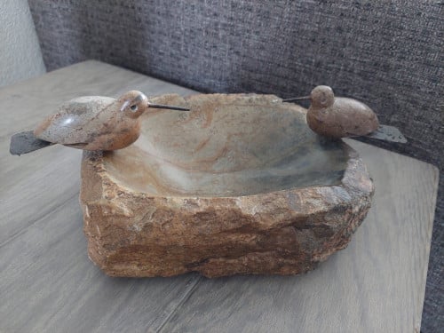 Stenen decoratie schaal met vogeltjes