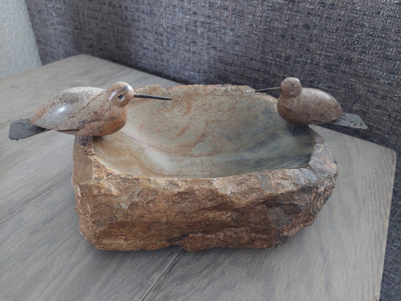 Stenen decoratie schaal met vogeltjes