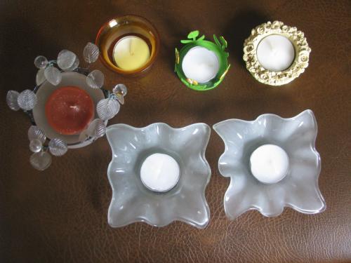 6 Waxinelichtjeshouders.