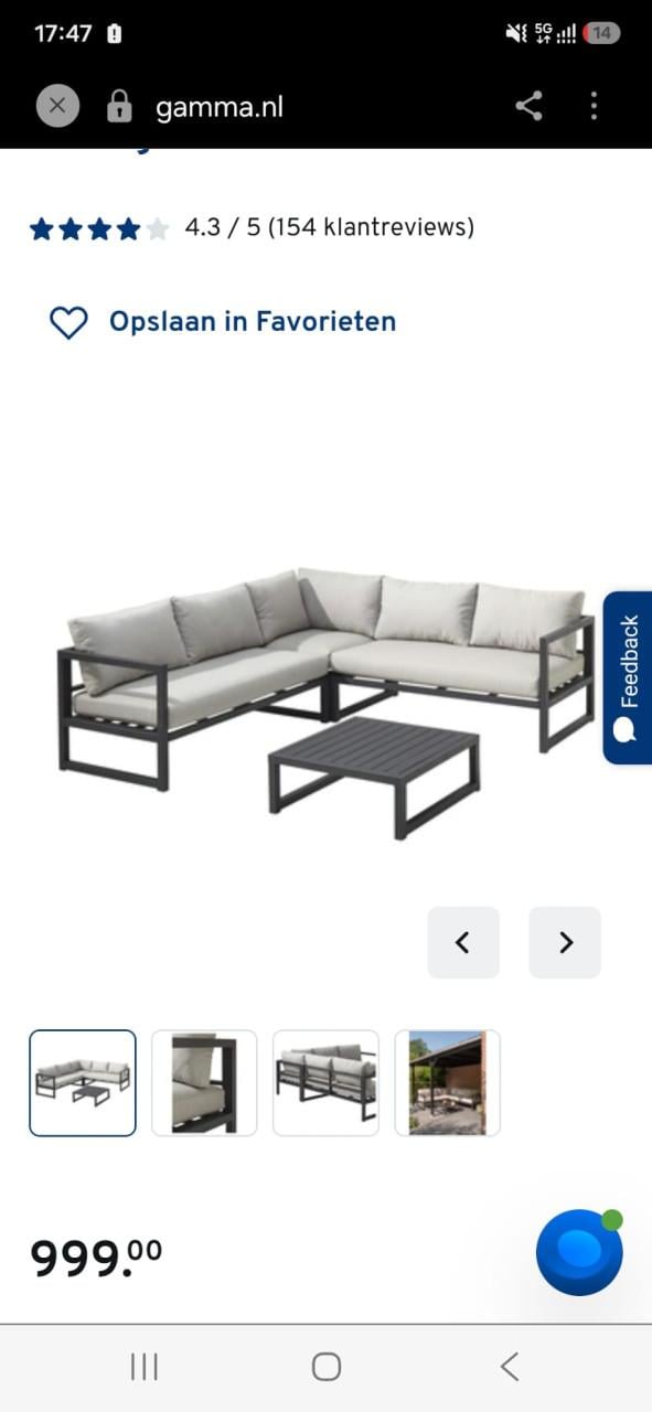 Aluminium Loungeset 225 x 225 cm (bezorging mogelijk)