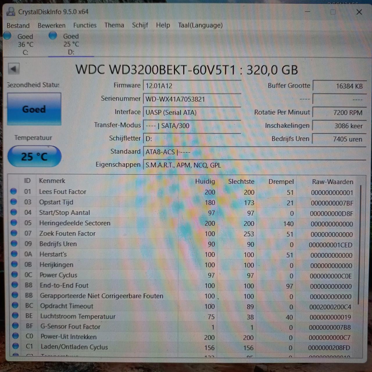 WD3200BEKT 320GB HDD 7200rpm
