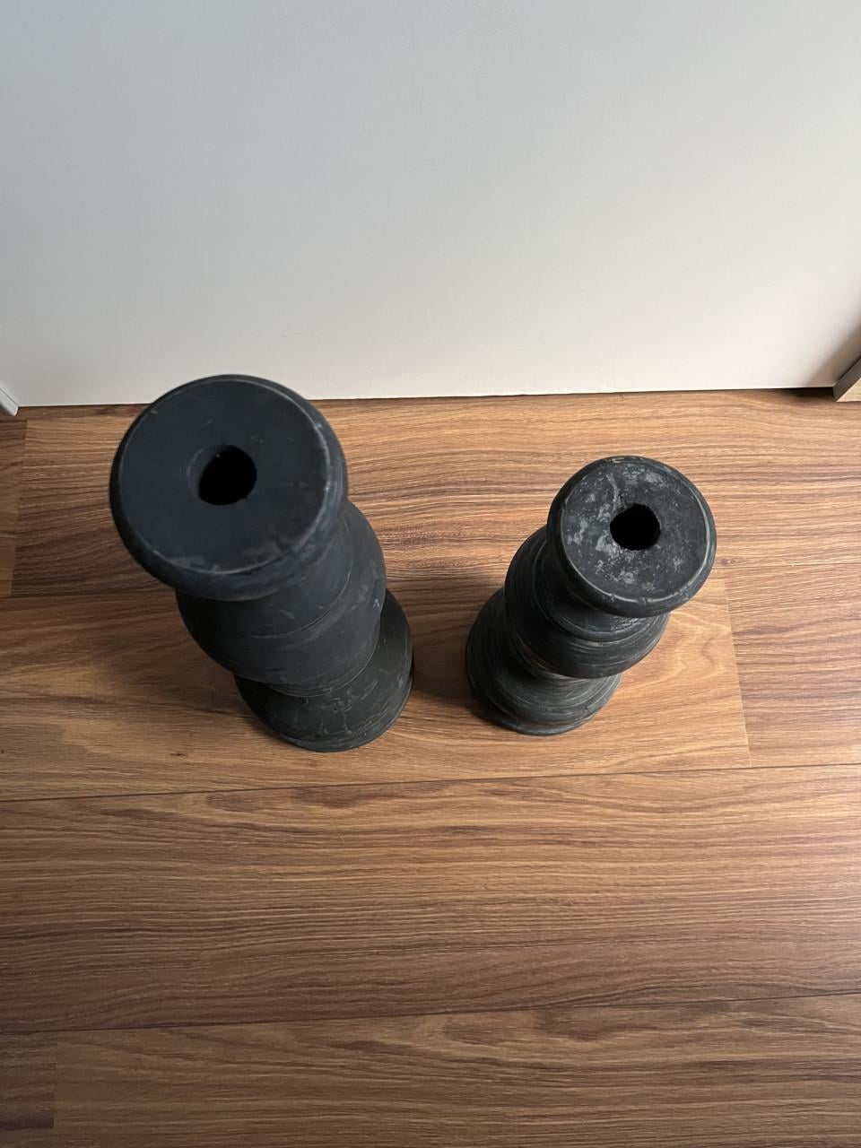 Houten kandelaars (set van 2)