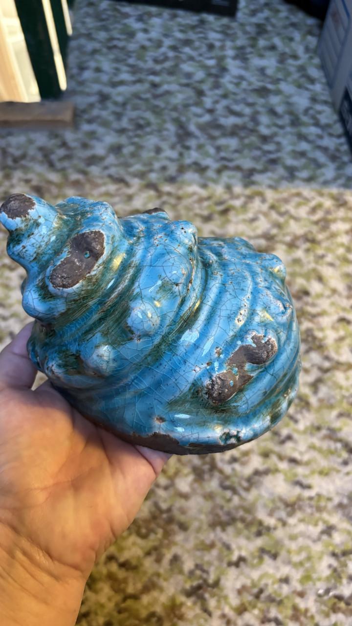 Decoratieve Schelp in Turquoise Keramiek