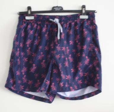 Donkerblauwe zwembroek ,et roze palmbomen maat m