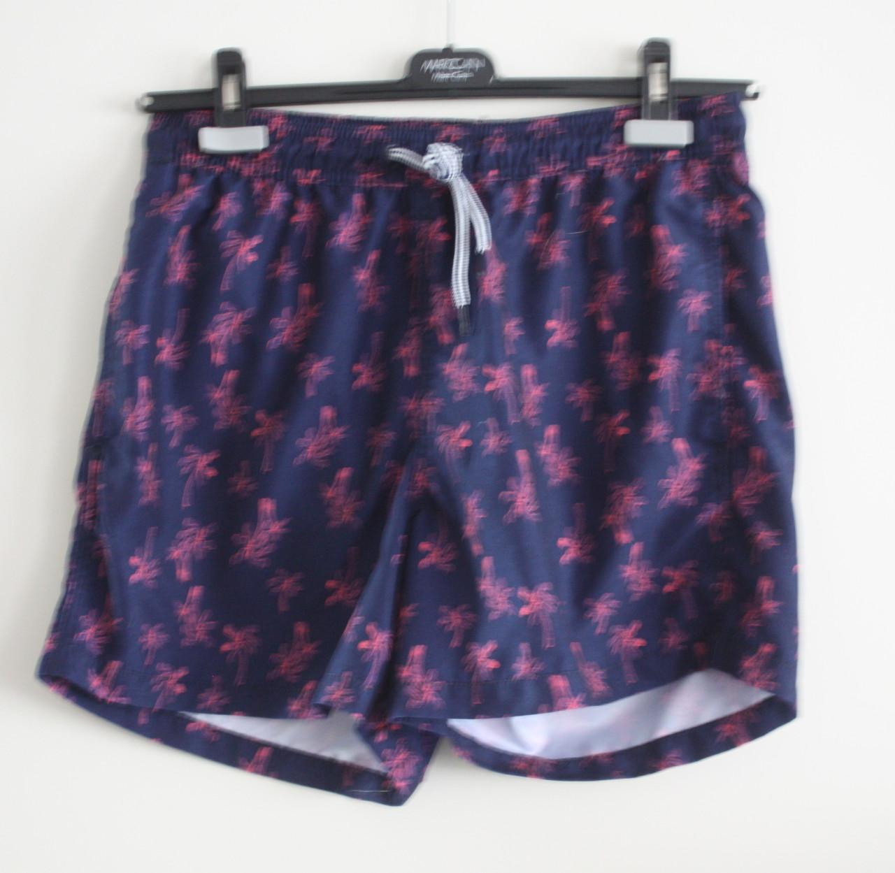 Donkerblauwe zwembroek ,et roze palmbomen maat m
