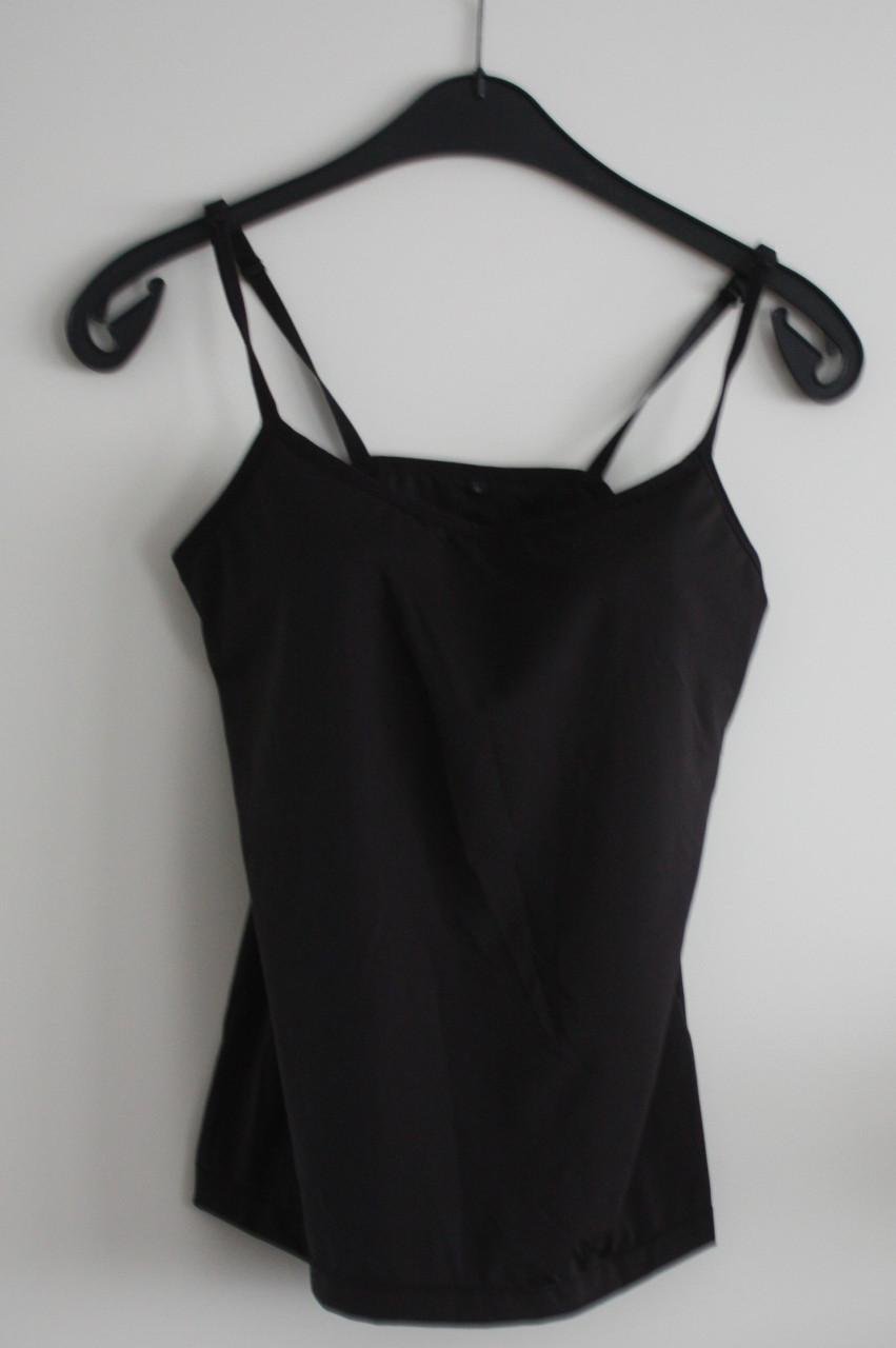 Zwarte gladde stof top maat m