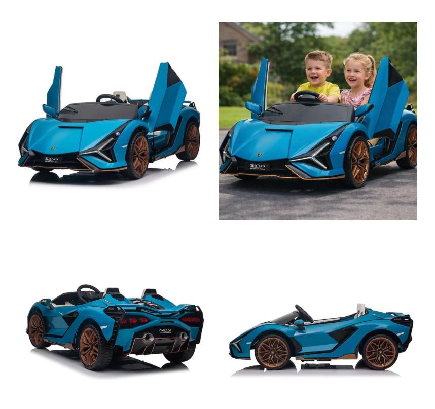 Elektrische Kinderauto 24V – Lamborghini Sian - 2 zits | Blauw