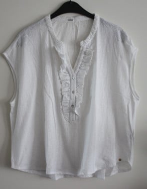 Blouse shirt wit met roushes maat maat xl