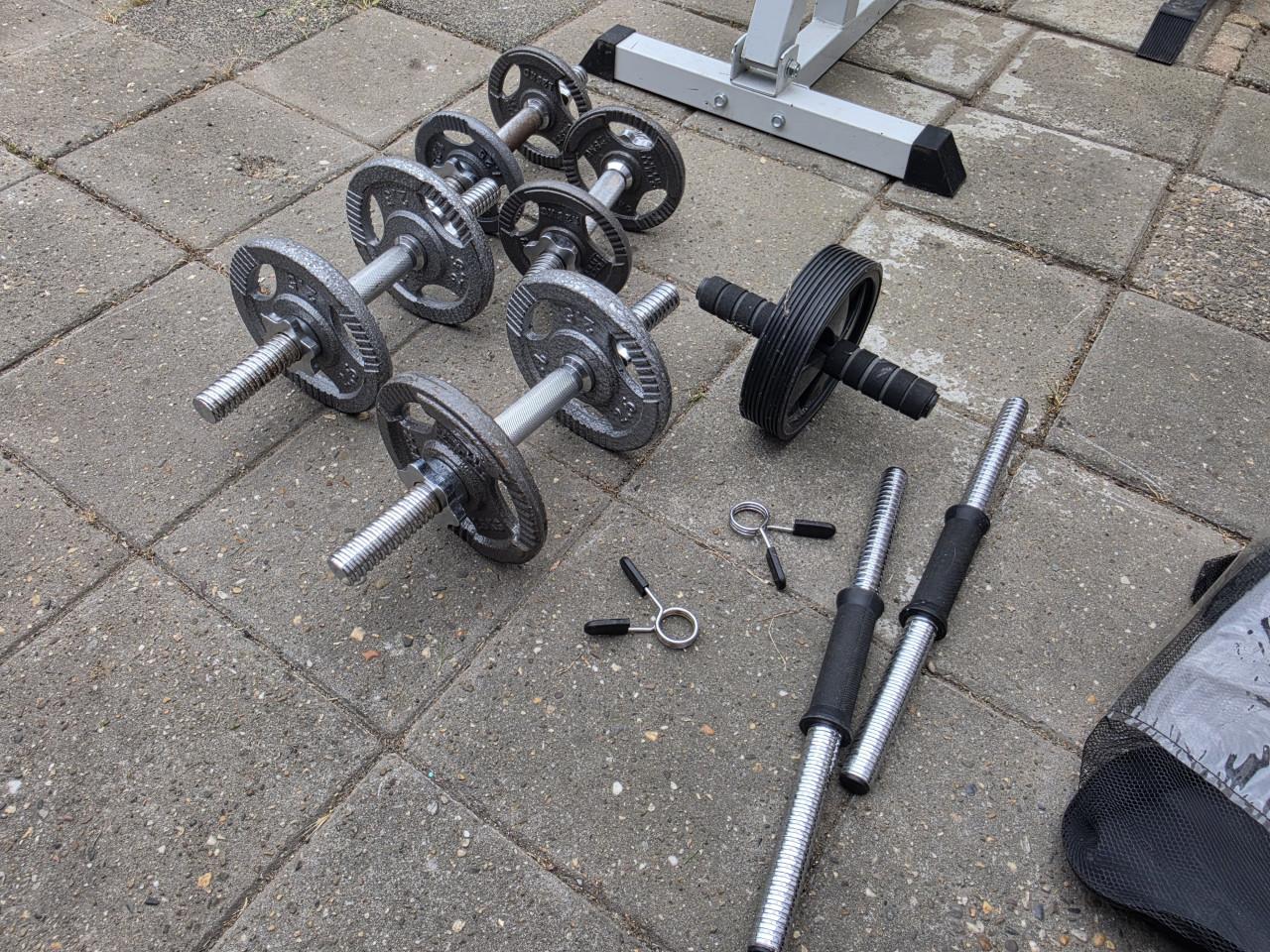 Home Gym Set – Halterbank, Squat Rack, 82,5 kg Gewichten & Dumbbells