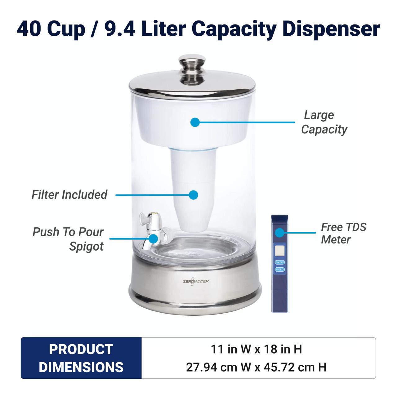 💧 ZeroWater 9L glazen waterfilter – refurbished