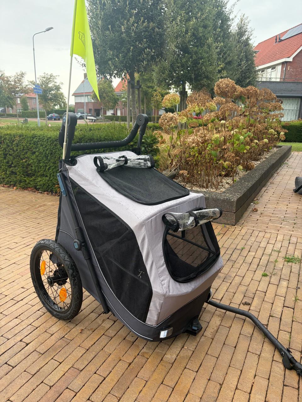 Fietskar hond grijs/zwart