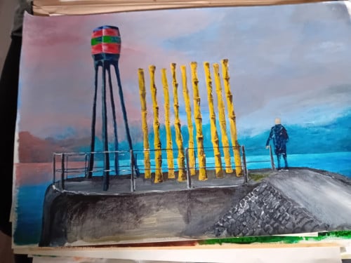 Veel  oude schilder werk op papier
