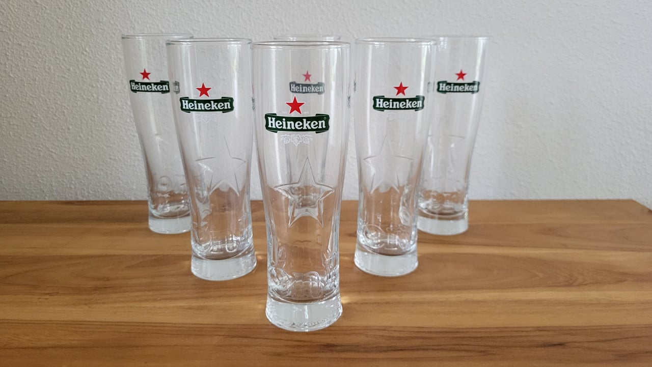 Set van 6 Heineken Star bierglazen 25 cl - NIEUW