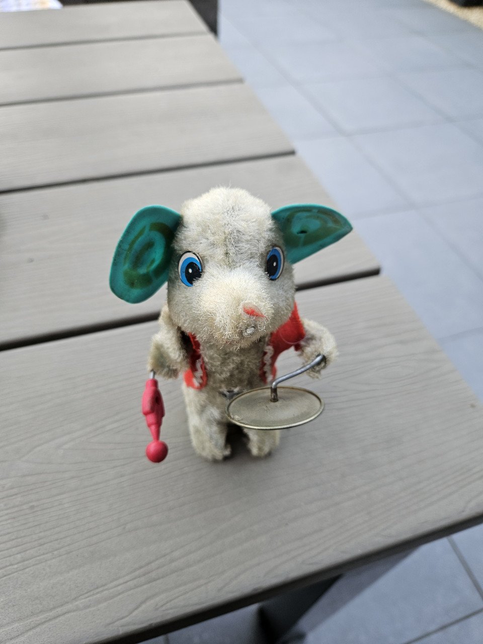 Jaren 50 duits vintage opwindbaar speelgoed olifantje met cimbalen...