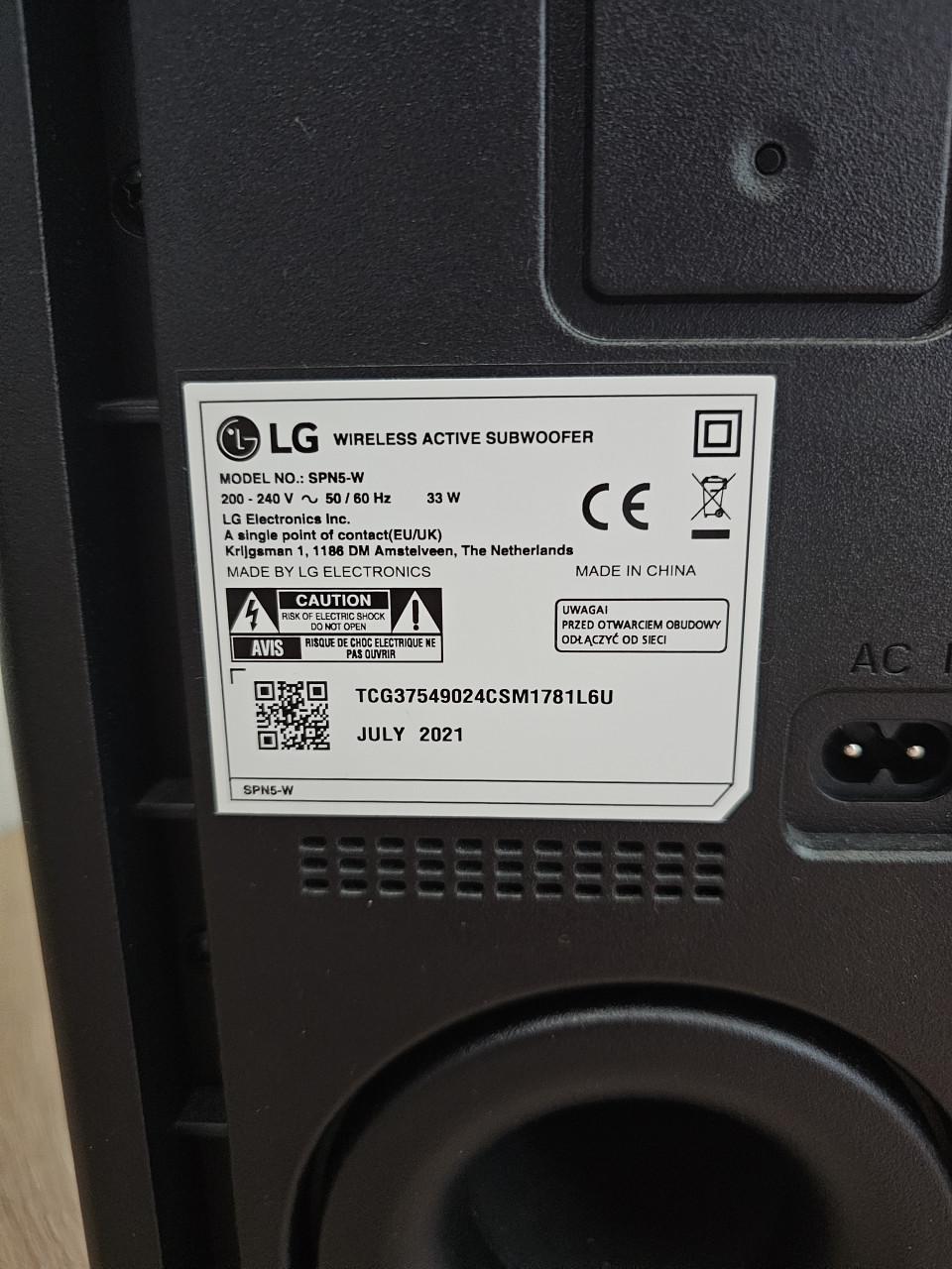 LG DG1 - 360W gallery design soundbar met subwoofer