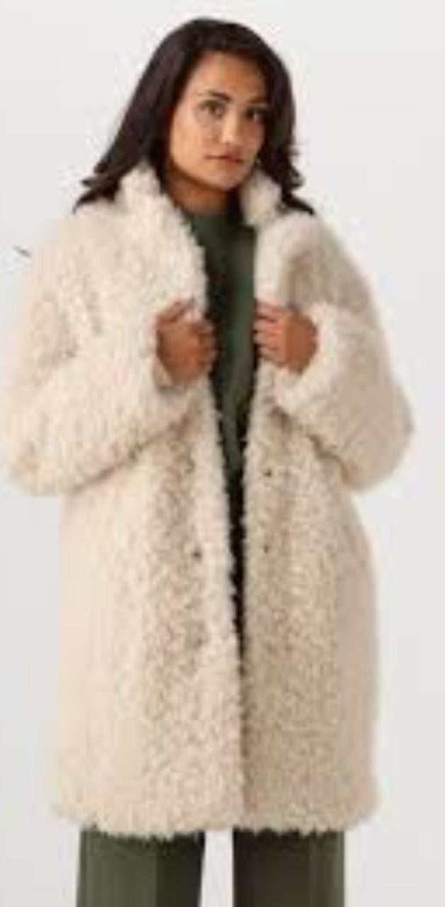 Fake fur ecru / beige bontjas  Maat M