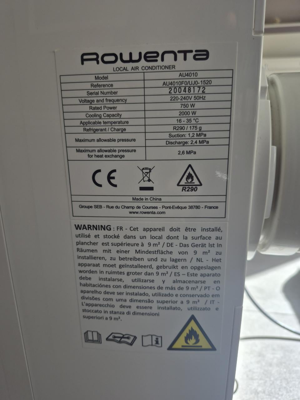 Mobiele airco merk Rowenta - intens cool