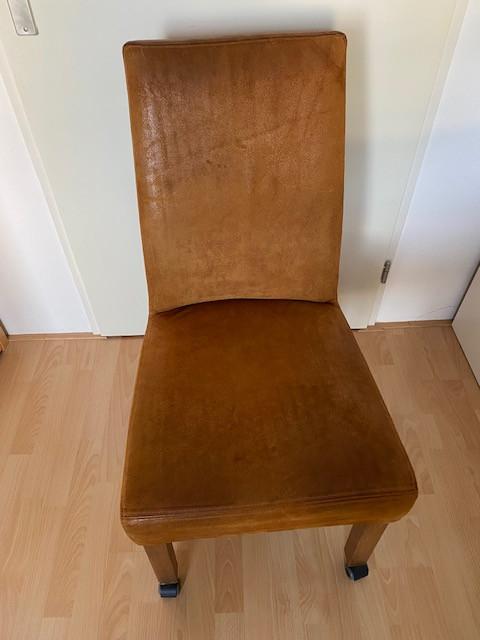 Eettafelstoel, leer, 6 stuks