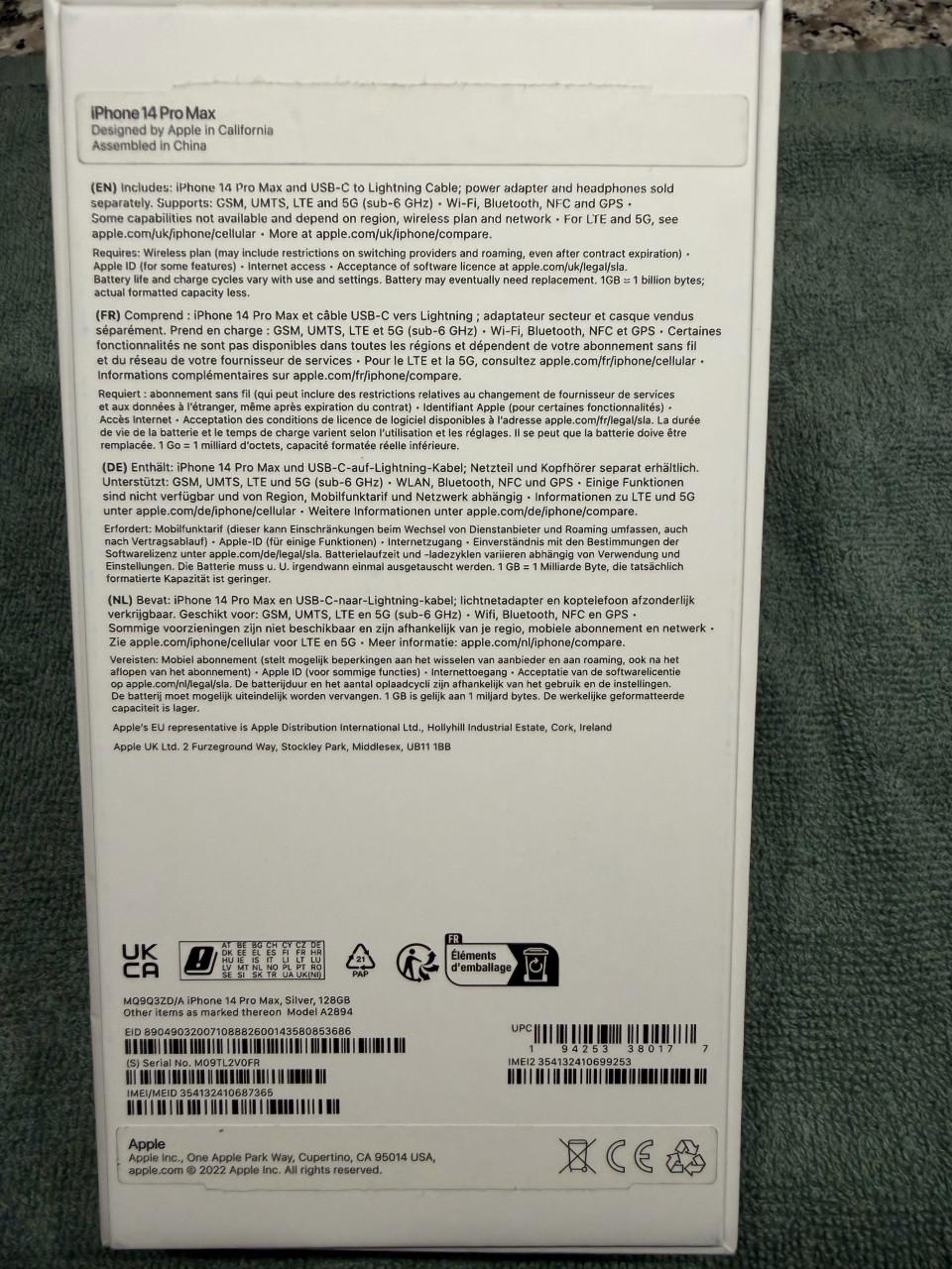 Iphone 14 Pro Max 128gb wit/ zilver simlockvrij