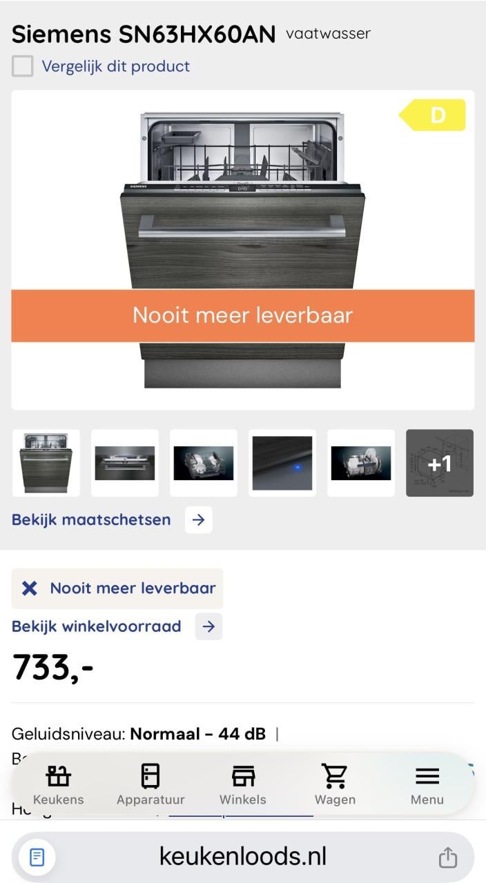 Siemens volledig geïntegreerd inbouw vaatwasser 83x60 cm.