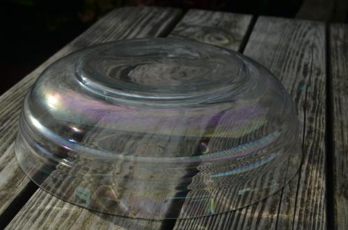 Flinke glazen vaas, geribbeld. 'Leerdam' is mij verteld.