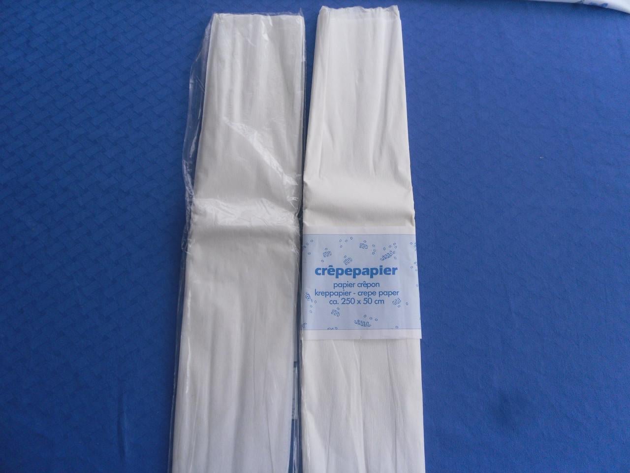 2 X CREPE PAPIER WIT NIEUW 250 X 50 CM