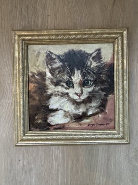 3 poezen schilderijtjes te koop inclusief lijst