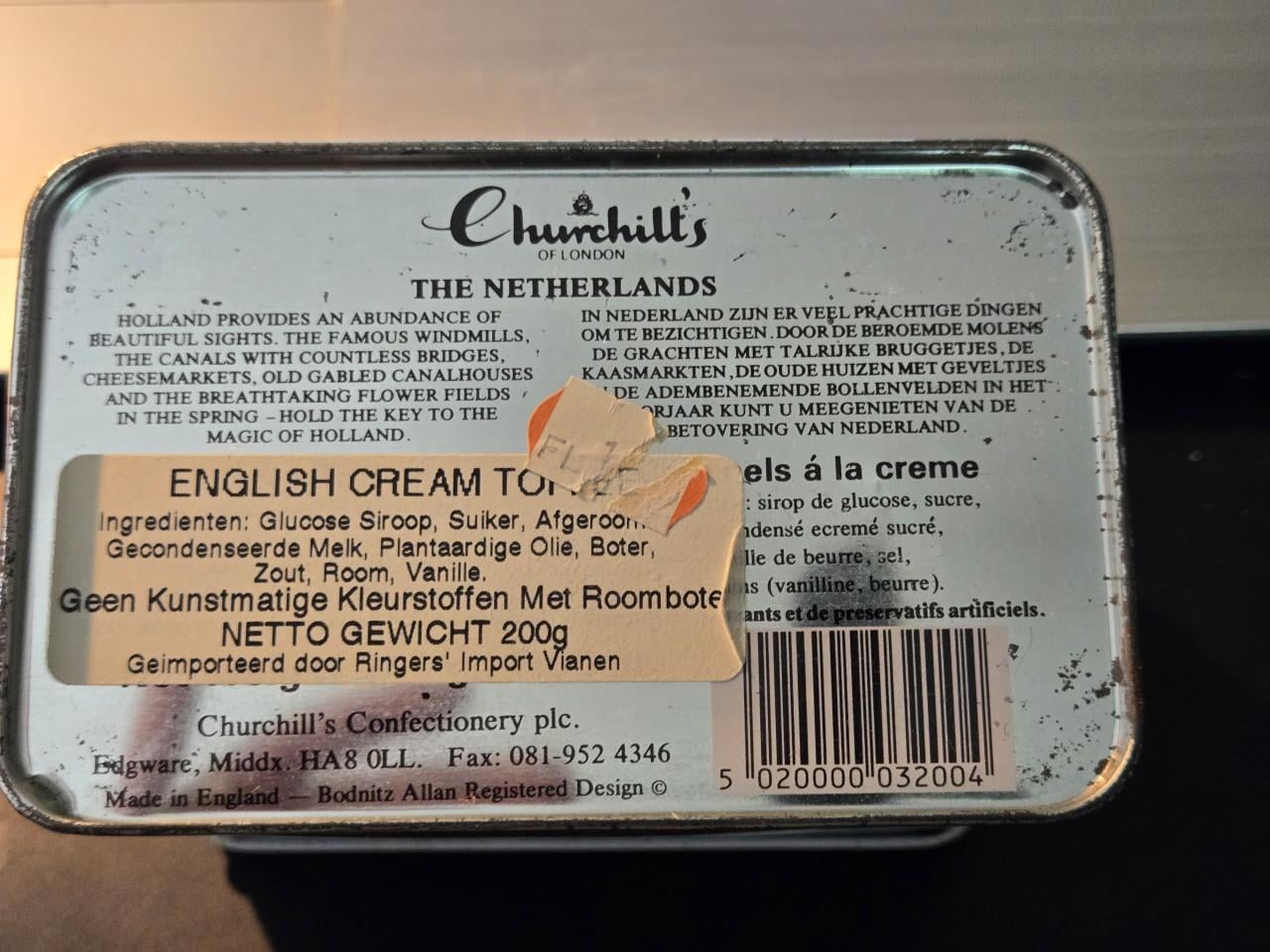 Churchill's Nederland Holland Leeg Blik Churchill Snoepgoed VK 12x7.5x11cm