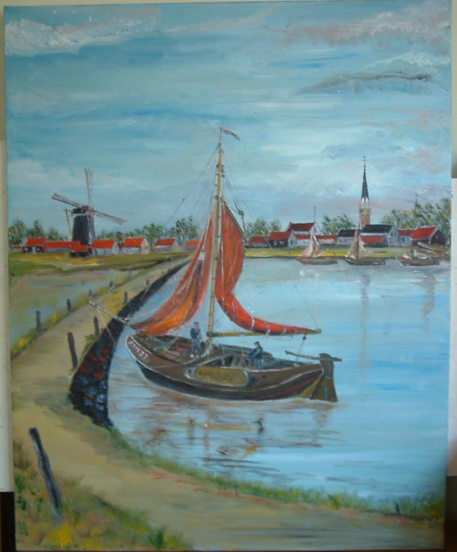 Schilderijen olie verf op doek Jac Caljouw  Arnemuiden