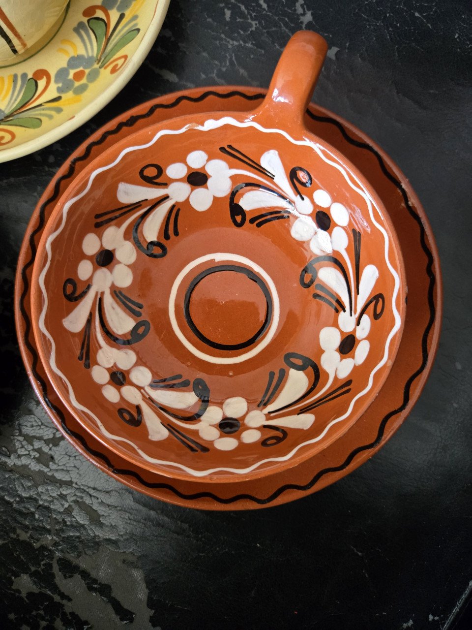 3 spaanse terra cotta (soep) koppen. In zeer goede staat. Doorsnee kop 12.5