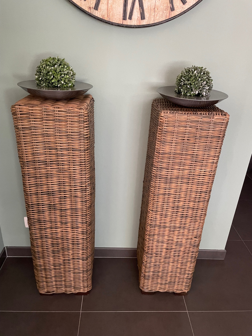 2 PRACHTIGE WICKER ZUILEN 30X30X110CM