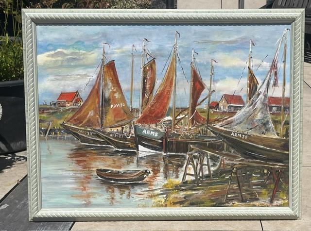 Oude visserij op de zeil ' met een zwaai en laatste groet van oud visserman