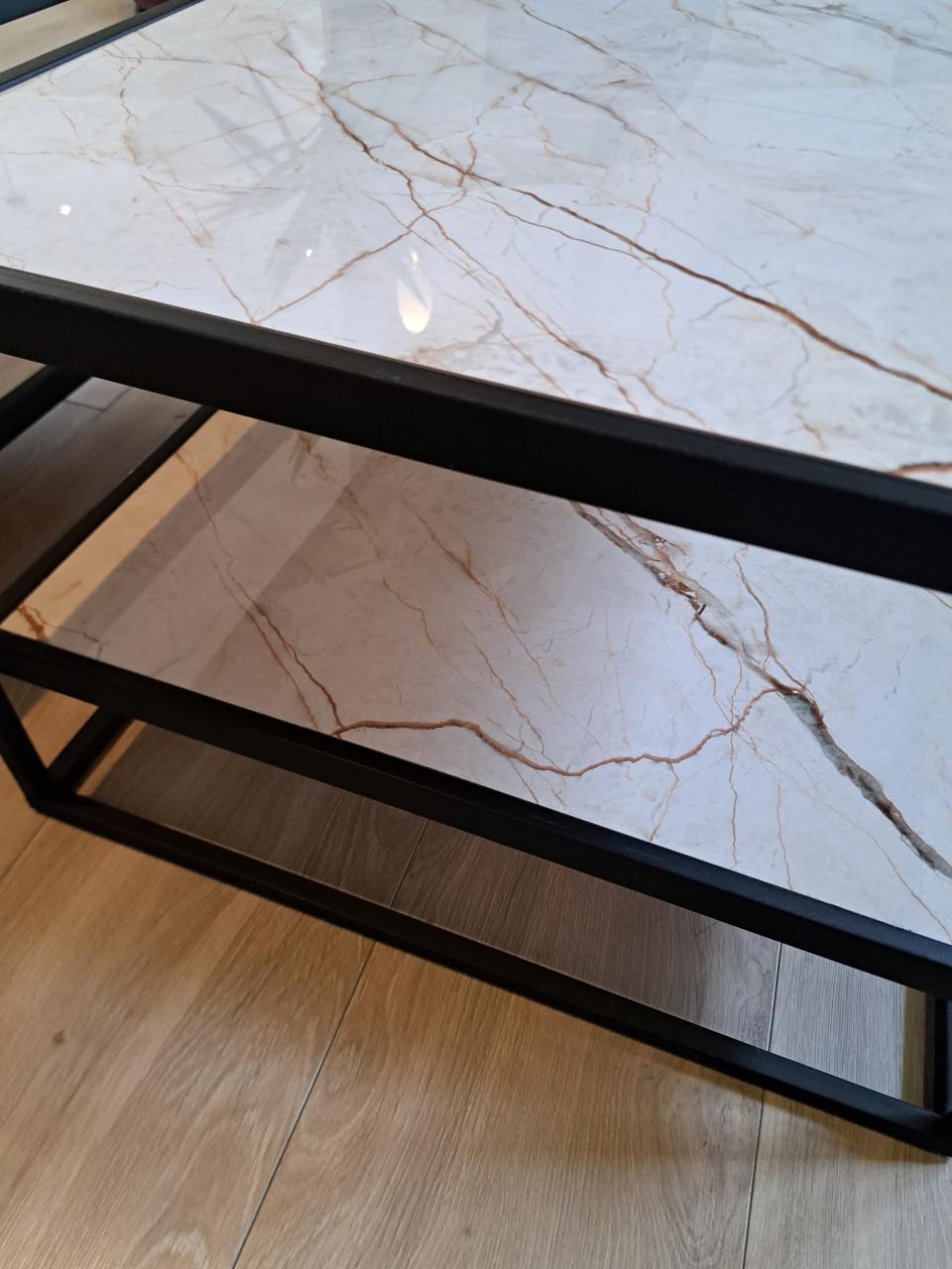 Salontafels staal met marmer