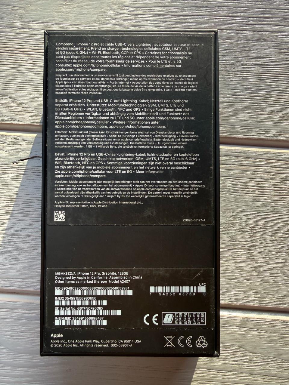 Apple iPhone 12 Pro 128GB Grafiet - Krasvrij scherm + Doos